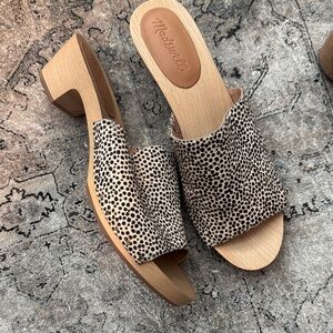 Madewell Spotted Tan and Black Mules